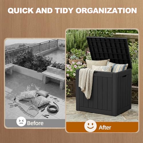EFU Outdoor Storage Box 40 Gallon Deck Box, Waterproof Resin, Black - Image 4