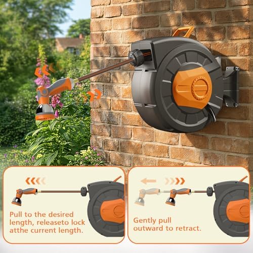 Retractable Garden Hose Reel 100 FT, 1/2" Heavy Duty Garden Hose - Image 5