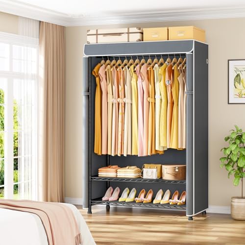 ULIFHOME H5C Plus Clothes Rack with Cover, Covered Clothing Rack Heavy Duty - Image 2