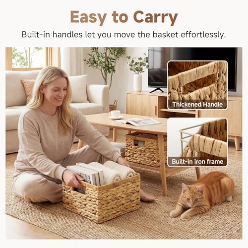 StorageWorks Wicker Baskets for Storage, Wicker Storage Baskets, 2-Pack - Image 4