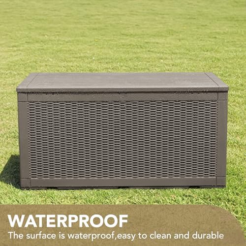 Devoko 100 Gallon Waterproof Resin Deck Box, Large Outdoor Storage Box - Image 4
