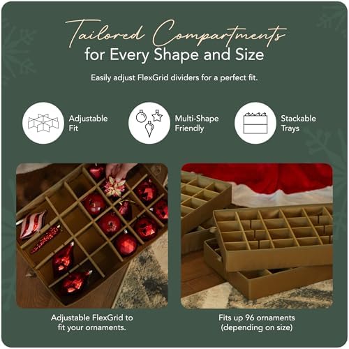 Covermates Adjustable Ornament Storage Box, 19.25"W x 13"D x 12.5"H, Green - Image 5