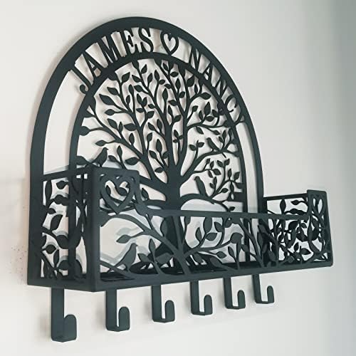 Personalized Key Holder for Wall Mail and Key Holder Organizer Custom Name Key Rack Key Rack and Mail Organizer with Store Shelf Custom Mail Organizer Wall Mount for Entryway Farmhouse Decor by HRZSIGNFC
