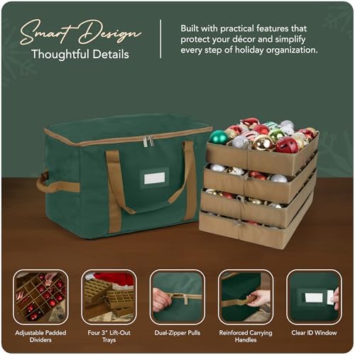 Covermates Adjustable Ornament Storage Bag, 19.25"W x 13"D x 12.5"H, Green - Image 4