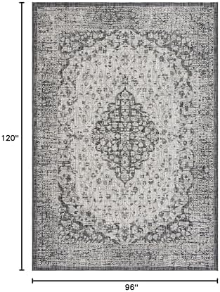 SAFAVIEH Washable Rug Outdoor Courtyard Collection - 8' x 10', Black & Grey, Non-Shedding & Easy Cleaning, Ideal for Patio, Backyard, Mudroom, DIning Space (CY8720-37612) - Image 2