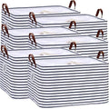 Hinwo 70L Extra Large Canvas Storage Bin with Lid and Handles, 6-Pack by Hinwo