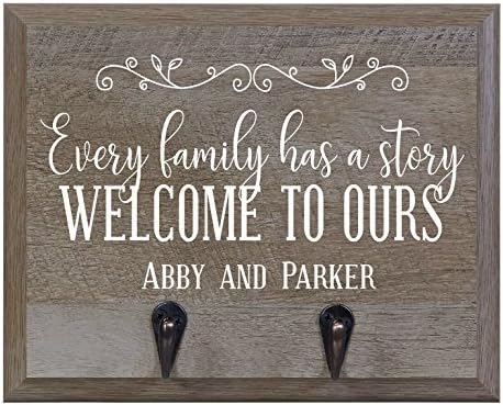 Rooms Organized Personalized Re-Engineered Family Name Barn Wood Decor Wall Mounted Coat Hat and Dog Leash Rack Storage with 2 Metal Hooks 10" w x 8" h 4.25" deep by LifeSongMilestones