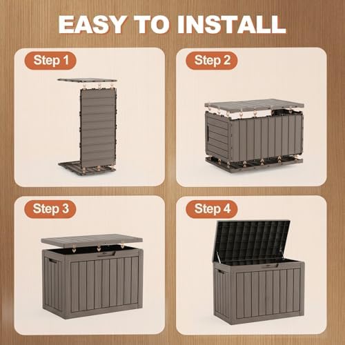 EFU Outdoor Storage Box 60 Gallon Deck Box, Waterproof Resin, Grey - Image 6