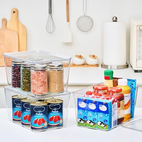 theaoo Large Clear Storage Bins with Lids, Stackable Containers, 6 Pack - Image 3