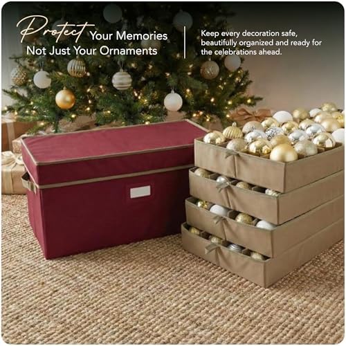 Covermates Adjustable Ornament Storage Box, 25.5" W x 13" D x 12.5" H, Red - Image 2