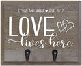 Personalized Re-Engineered Family Name Barn Wood Decor Wall Mounted Coat Hat and Dog Leash Rack Storage with 2 Metal Hooks 10" w x 8" h 4.25" deep by LifeSongMilestones