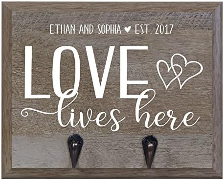 Personalized Re-Engineered Family Name Barn Wood Decor Wall Mounted Coat Hat and Dog Leash Rack Storage with 2 Metal Hooks 10" w x 8" h 4.25" deep by LifeSongMilestones