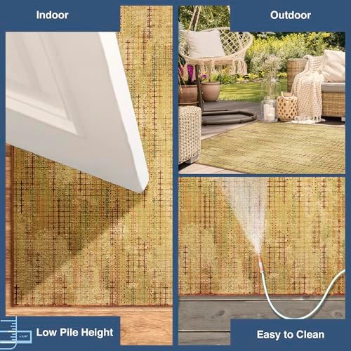 Liora Manne Marina Indoor/Outdoor Power Loomed Synthetic Blend Durable Area Rug - Contemporary Texture Global Colorful (Sienna Gold) (4'10" x 7'6") - Image 4