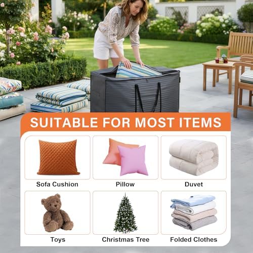 storagebag Patio Cushion Storage Bag, Outdoor Cushion Storage Bag,Waterproof Extra Large Furniture Storage Bag with Handle and Zipper, 48in L x 16in W x 22in H - Image 5