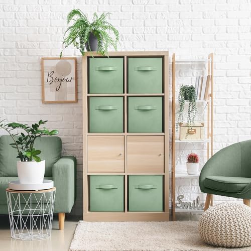 Sorbus Fabric Storage Cubes, 6-Pack Foldable Bins (13 Inch, Sage Green) - Image 2