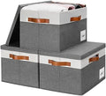 GhvyenntteS Extra Large Storage Bins with Lids, Foldable Fabric Storage Boxes with Lids and Handles, Storage Baskets with Lid and Label for Home Office (3 Pack, Grey, 15.75" x 11.8" x 10.2") by GhvyenntteS
