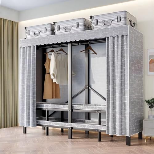 FPIGSHS 75in Heavy Duty Portable Wardrobe Closet Rack with Cover 1100lbs - Image 3