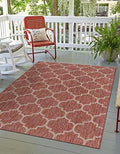 Unique Loom Outdoor Trellis Collection Area Rug (2' x 3' 1" Rectangle, Rust Red/ Ivory) by UniqueLoom