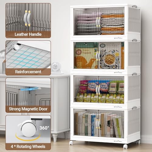 BROVIEW 360Qt Stackable Storage Bins with Lid for Home Dorm, 3Pack White - Image 3