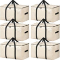 BAGAIL Heavy Duty Moving Bags with Strong Handle, Extra Large Moving Boxes, Storage Tote for Clothes, College Moving Supplies(Beige, 6 Pack) by BAGAIL