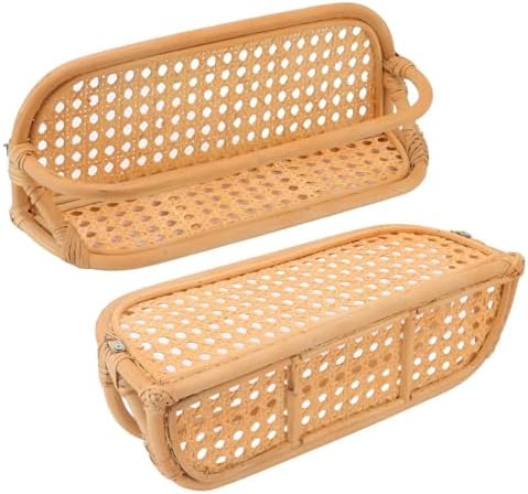 Mumusuki Floating Shelf, Wall Mounted Shelf Storage Organizer Rattan Decorative Shelves Hanging Basket for Shower Kitchen Bathroom Pantry Entryway Storage by Mumusuki
