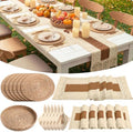 6 Sets Boho Placemat Table Runner Napkin Rings, Caramel, 12x72 by Gandeer