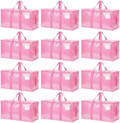 Songrey Extra Large Heavy Duty Moving Bags, 12 Pack, Pink by Unknown