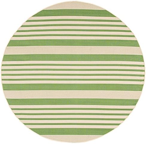 SAFAVIEH Washable Rug Outdoor Courtyard Collection - 6'7" Round, Green & Beige, Non-Shedding & Easy Cleaning, Ideal for Patio, Backyard, Mudroom (CY6062-244) - Image 3