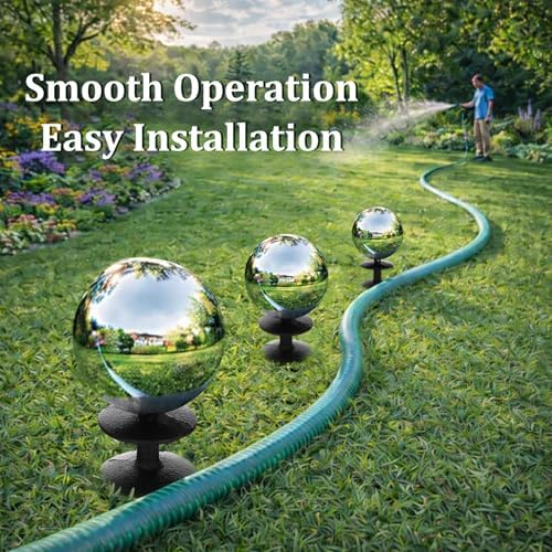 Tandefio 6 Pcs Garden Hose Guide Spike 13.5'' Decorative Ball, Silver - Image 4