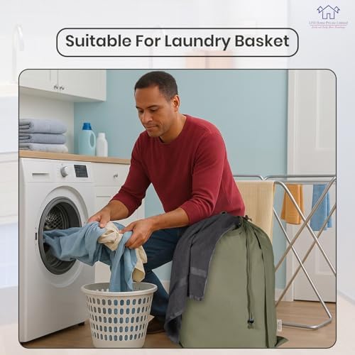 LFH Home Large Premium Cotton Rich Canvas Laundry Bag with Drawstring and Handles Heavy Duty, Multi-Use, and Washable for Home, Travel, College or Storage 28x36 (Pack of 4)-Military Green - Image 4