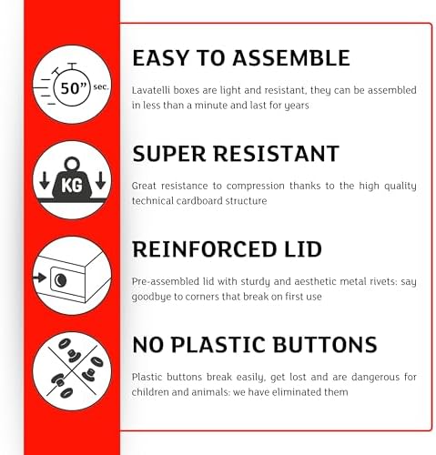 Set of 2 Storage Boxes with Lids - Large Cardboard Clothes Boxes 32 x 42 x 17.5 cm - Robust, Easy to Assemble, with Carry Handles - Perfect for Wardrobe & Season Change Veichen - Image 4