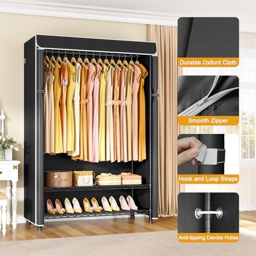 ULIFHOME H5C Plus Clothes Rack with Cover, Covered Clothing Rack Heavy Duty - Image 3