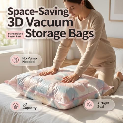 No Pump Vacuum Storage Bags, No Pump Large Vacuum Storage Compression Bags, Thick Airtight Reusable Organizer for Clothes Comforters Travel Moving Closet Storage，5：31.5 * 39.4in - Image 4
