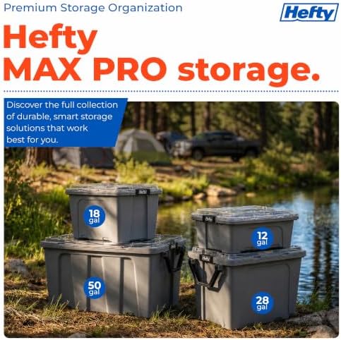 Hefty 12 Gallon Storage Bin with Clear Lid, Heavy Duty Plastic Storage Container Stackable Tote for Garage Closet Home Organization, Medium Storage Bin, 6 Pack, Grey - Image 7