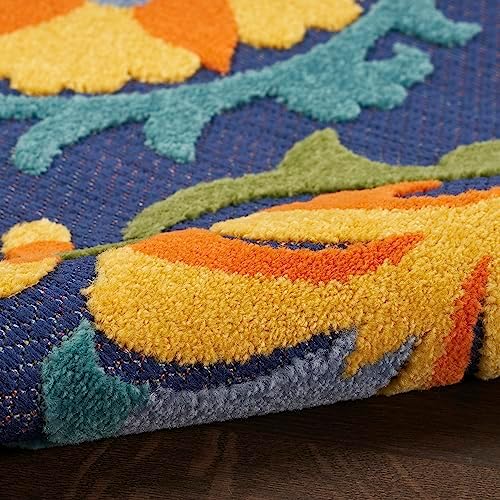 Nourison Home Aloha Navy Multicolor 2'3" x 8' Area Rug - Easy Clean, Non Shedding, Bed Room, Living Room, Dining Room, Kitchen (8' Runner) - Image 7