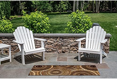 Liora Manne Marina Low Profile Durable Indoor/Outdoor Woven Rug- Circles Brown 1'11" x 4'11" - Image 5