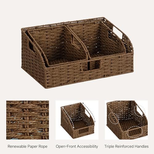 StorageWorks Pantry Storage Baskets, Shelf Baskets, Brown Baskets, 3-Pack - Image 3