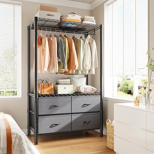 Raybee Clothes Rack, Portable Closet for Bedroom, Dorm, 4 Drawers 4 Shelves - Image 4
