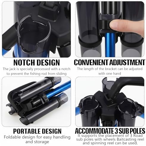 Gisafai Fishing Rod Carrier Surf Fishing Holder Foldable Pole Holder Stand 3 Rod Portable Vertical Beach Pole Storage Freestanding Rack for Fisherman Garage Home Outdoor - Image 3