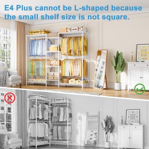 Ulif E4 Plus Heavy Duty Clothes Rack, White Metal Closet Storage System - Image 2