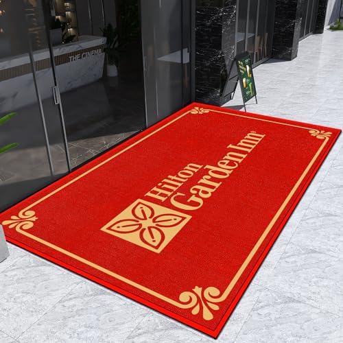 Personalized Rugs for Business, 3X 9FT Anti-Slip Rubber Bottom Mats Logo Text Customizable Floor Doormats Welcome Entryway Carpets Commercial Building Entry Rug with Number Address by Custom