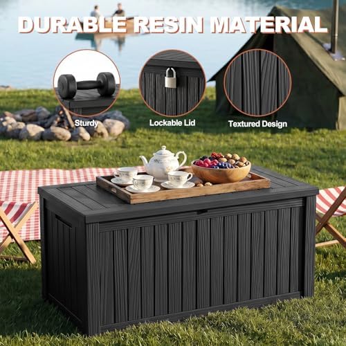 EFU Outdoor Storage Box 210 Gallon Deck Box, Waterproof Resin, Black - Image 3