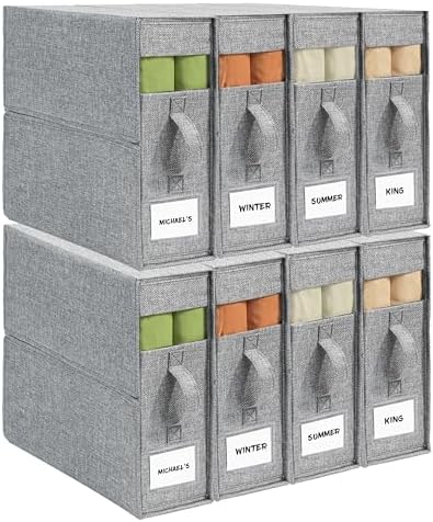 Sheet Organizers and Storage for Linen Closet, 8Pack Grey by ZenStorage