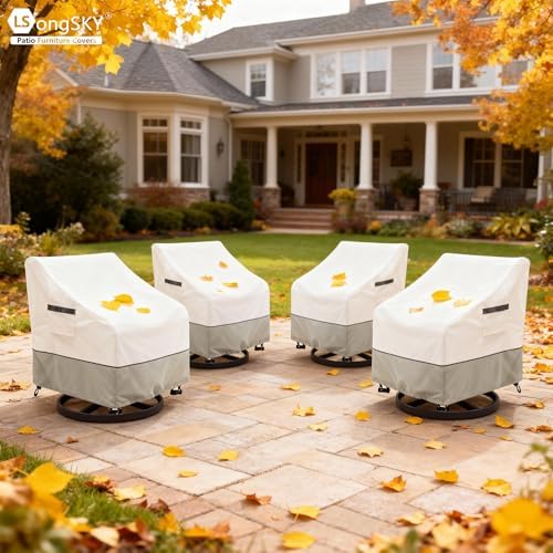 Patio Swivel Chair Cover 4 Pack,Waterproof Heavy Duty Outdoor Chair Covers,Outdoor Swivel Chair Cover for Patio Furniture Covers(35 W x 37 D x 36 H inches),Beige - Image 7
