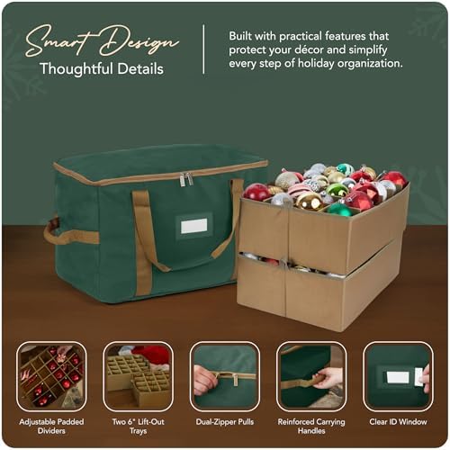 Covermates Adjustable Ornament Storage Bag, 19.25"W x 13"D x 12.5"H, Green - Image 4