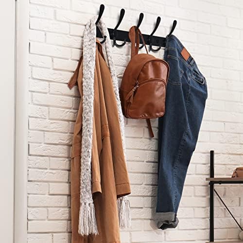 Dseap Coat Rack Wall Mounted - 5 Tri Hooks, Heavy Duty, Stainless Steel, Metal Coat Hook Rail for Coat Hat Towel Purse Robes Mudroom Bathroom Entryway (Black, 4 Packs) - Image 4