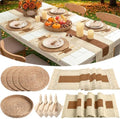 4 Sets Boho Placemat Table Runner Napkin Rings, Caramel, 12x72 by Gandeer