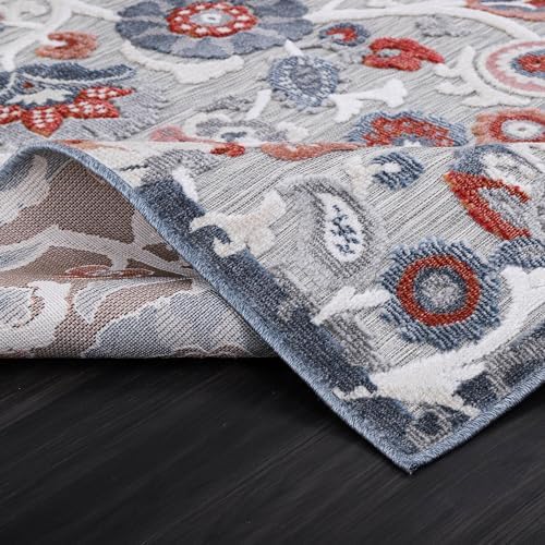 Luul Home Floral Indoor Outdoor Rugs 10x14 Large Area Rug for Living Room, Patio Decor, Kitchen, and Entryway Rug, Washable Stain Resistant Outside Carpet Multi 10 x 14 - Image 4