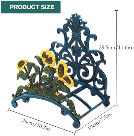 Sungmor Cast Iron Heavy Duty Garden Hose Holder - Decorative Hand-Painted Sunflower Wall Mounted Water Hose Hanger - Wall Decoration Hanging Hose Rack - Hose Reel Storage Butler - Metal Hose Stand - Image 6