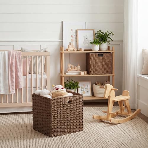 StorageWorks 13 inch Cube Storage Bins, Wicker Baskets for Storage, Brown - Image 6